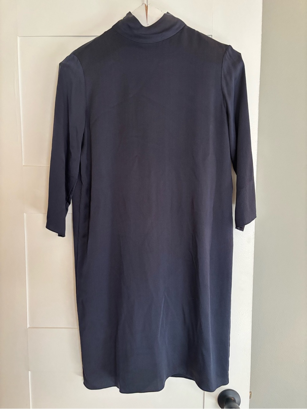 Vince Mock Neck Silk 3/4 sleeve Dress Navy size 8